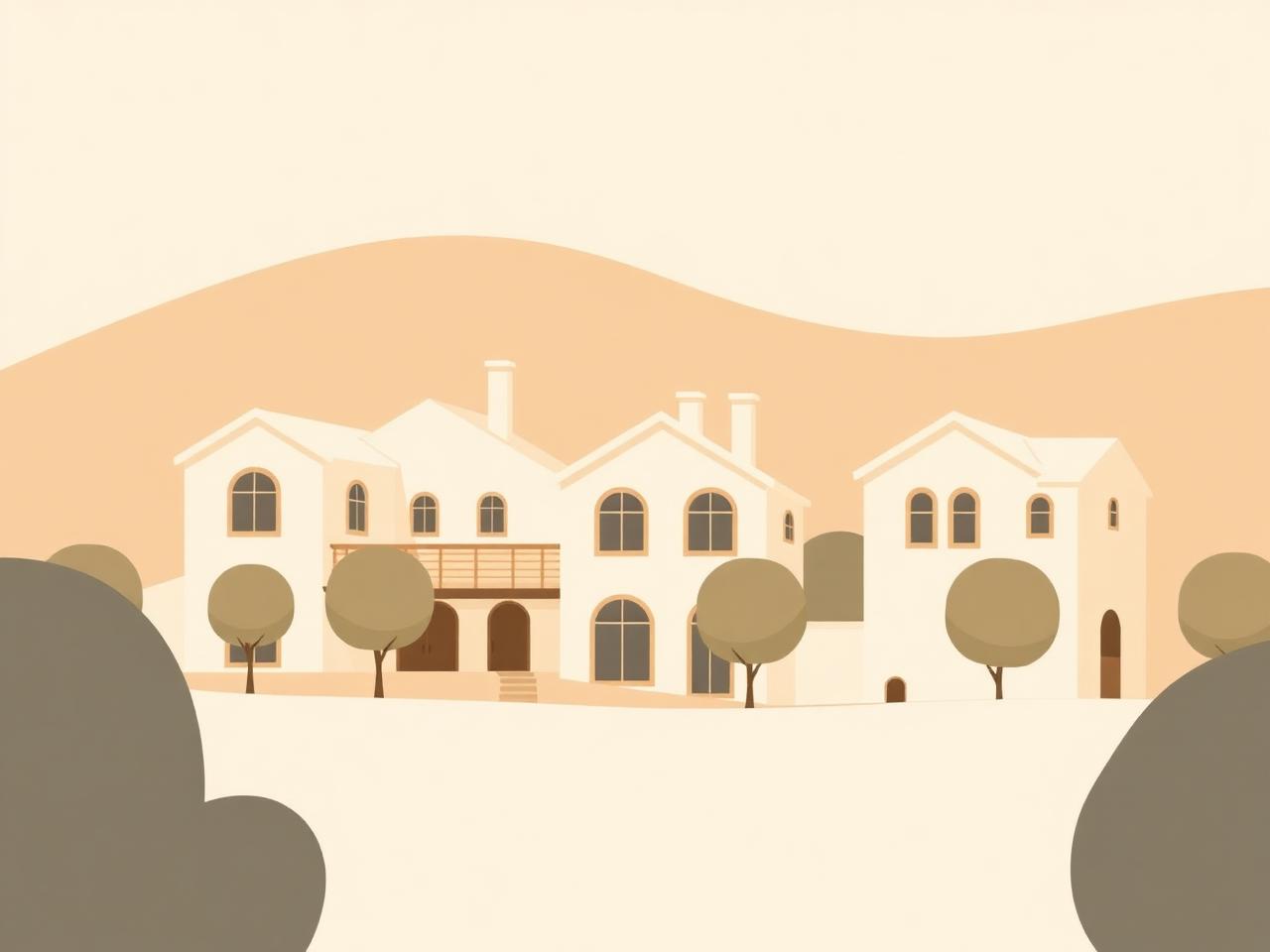 Abstract illustration of a cluster of villas